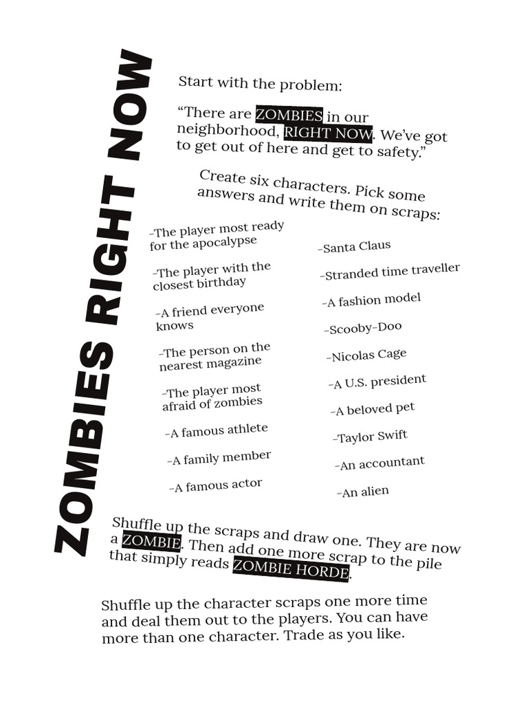 ZOMBIES, RIGHT NOW - Pages | PDF