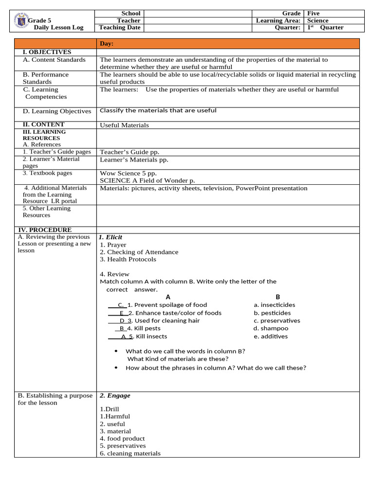 Day 2-Classify Useful Materials | PDF