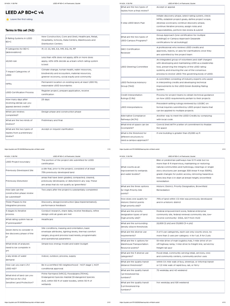 LEED AP BD+C FlashCards IMP | PDF