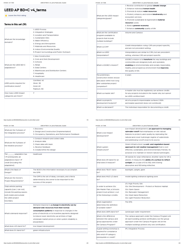 LEED AP BD+C FlashCards IMP | PDF