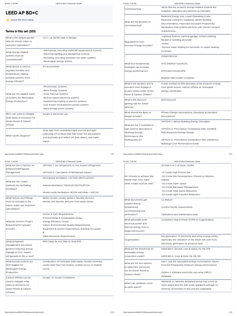LEED AP BD+C FlashCards IMP | PDF