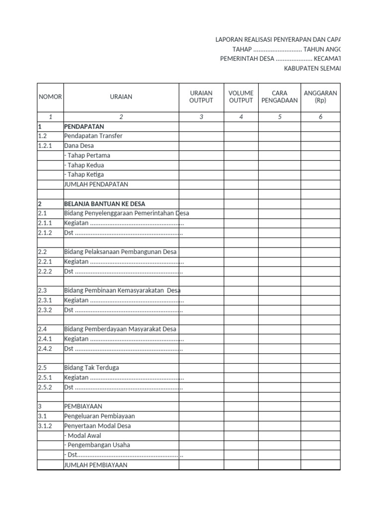 Format Lap DD Kemenkeu | PDF