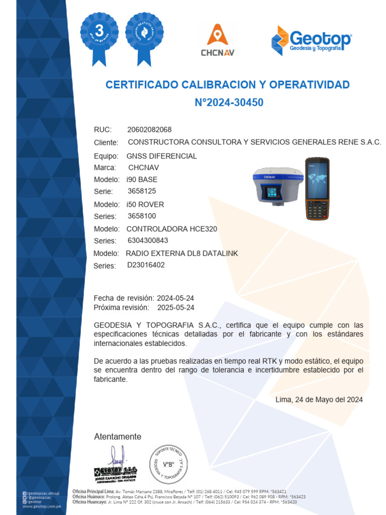 Certificado de Operatividad 30450 - GPS | PDF
