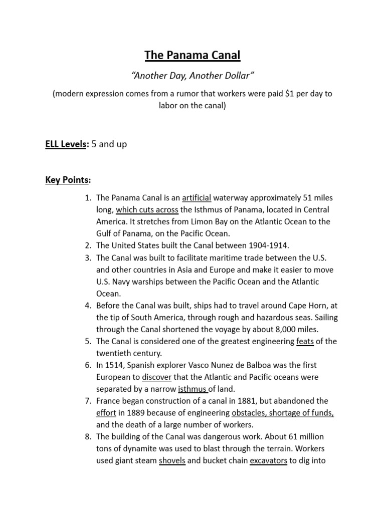 Civics Lesson Panama Canal | PDF