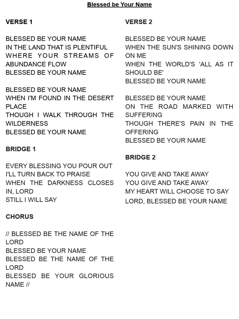 Blessed be your name pdf