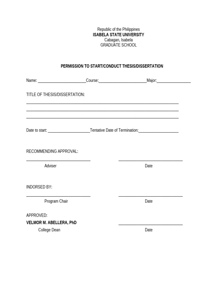 Permission To Start Conduct Thesis | PDF