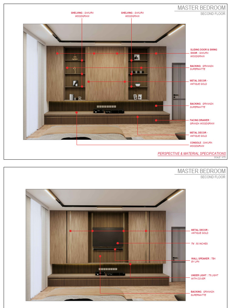 Master Bedroom - TV Wall - Cabinet and Section Details - Option 3 ...