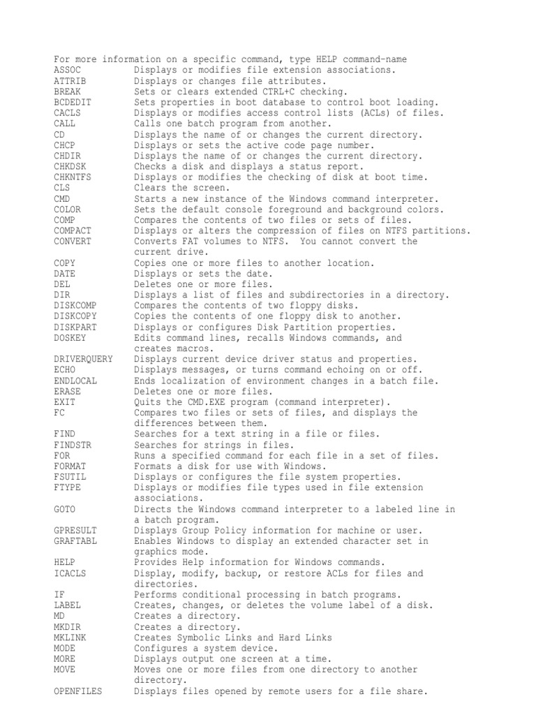 Windows CMD Commands Reference Guide | PDF | Command Line Interface ...