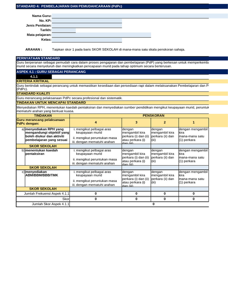 Borang Standard 4 Baru 2023 | PDF