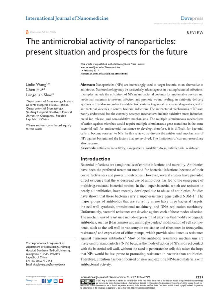 The Antimicrobial Activity of Nanoparticles Present Situation and ...