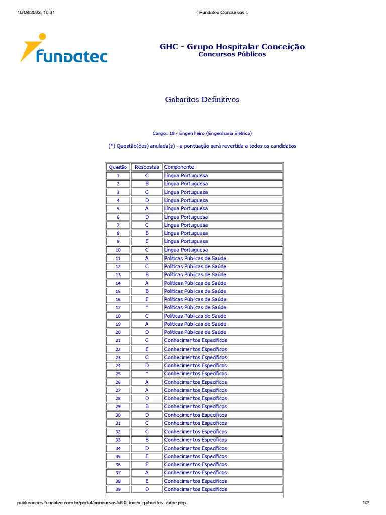 Gabarito GHC | PDF