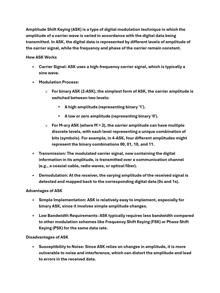 Amplitude Shift Keying | PDF