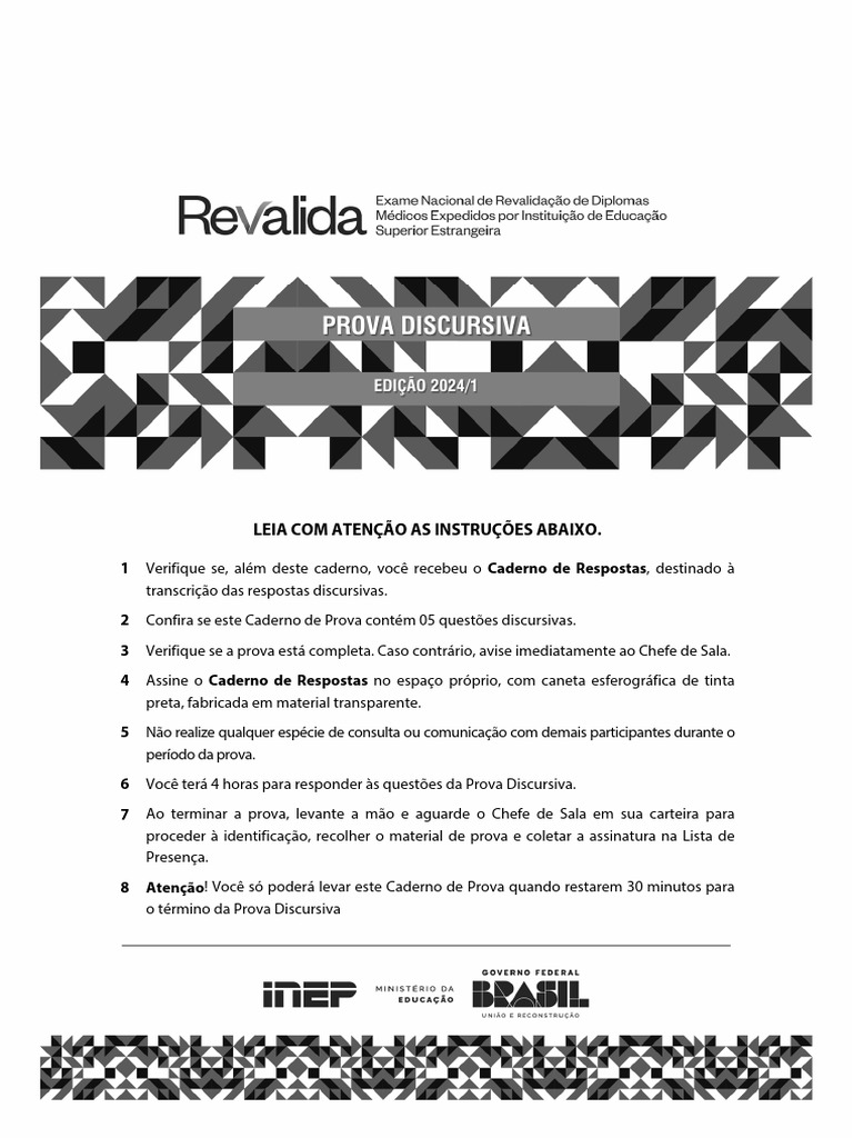 Prova Discursiva Revalida Inep 2024.1 | PDF