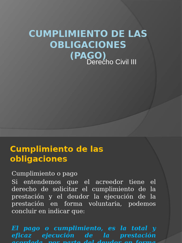 6.1 Cumplimiento de Las Obligaciones (Pago) | PDF | Pagos | Derecho ...