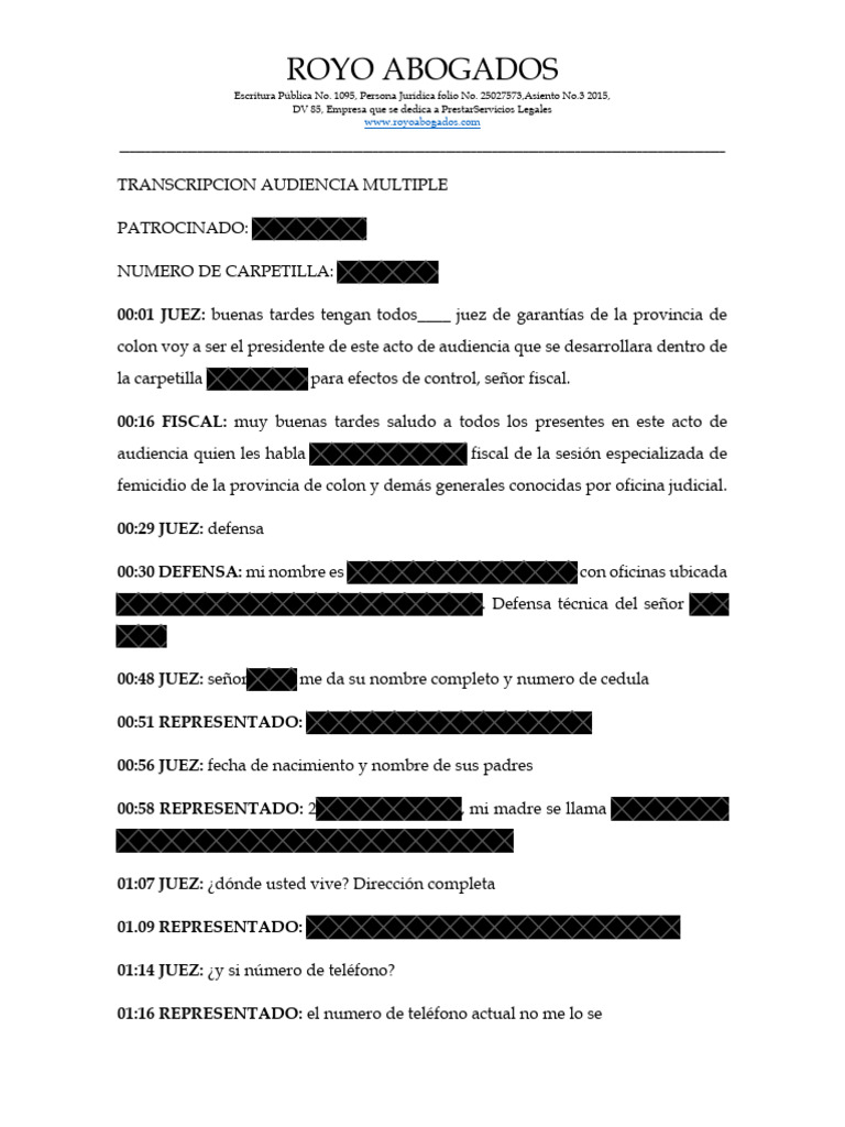 Modelo de de Transcripcion Audiencia Multiple | PDF