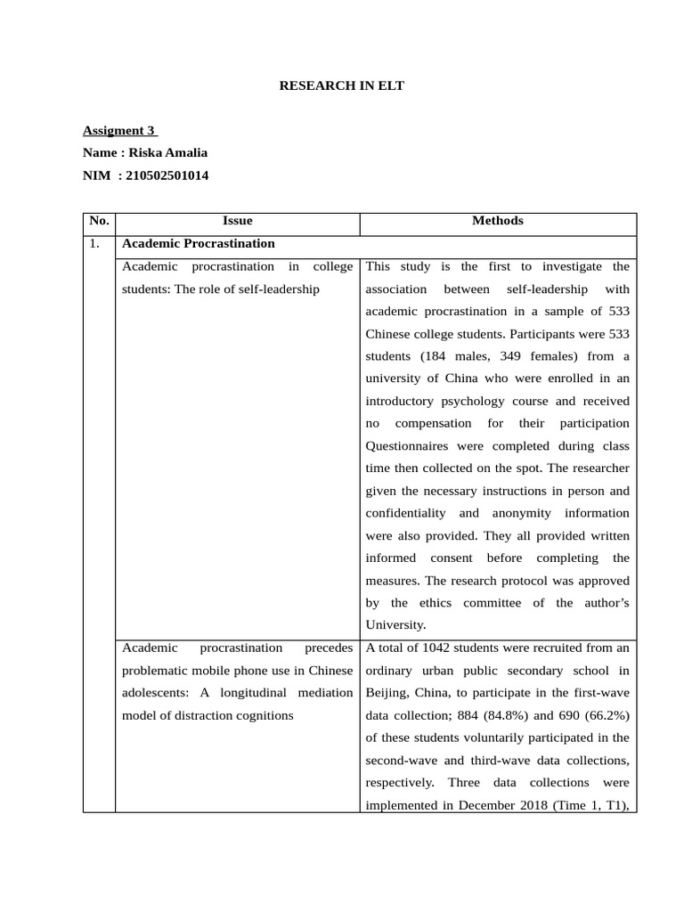 Assigment 3 Research in ELT Riska Amalia | PDF