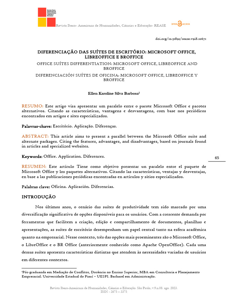Diferenciação Das Suítes de Escritório - Microsoft Office, Libreoffice ...