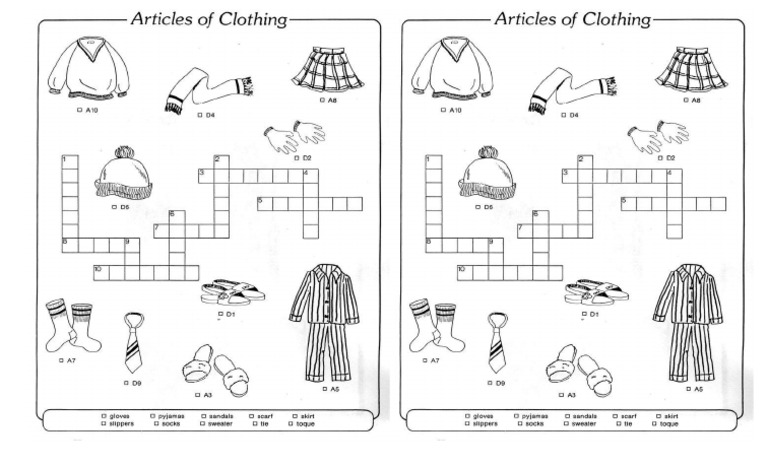 Crucigrama Prendas de Vestir | PDF
