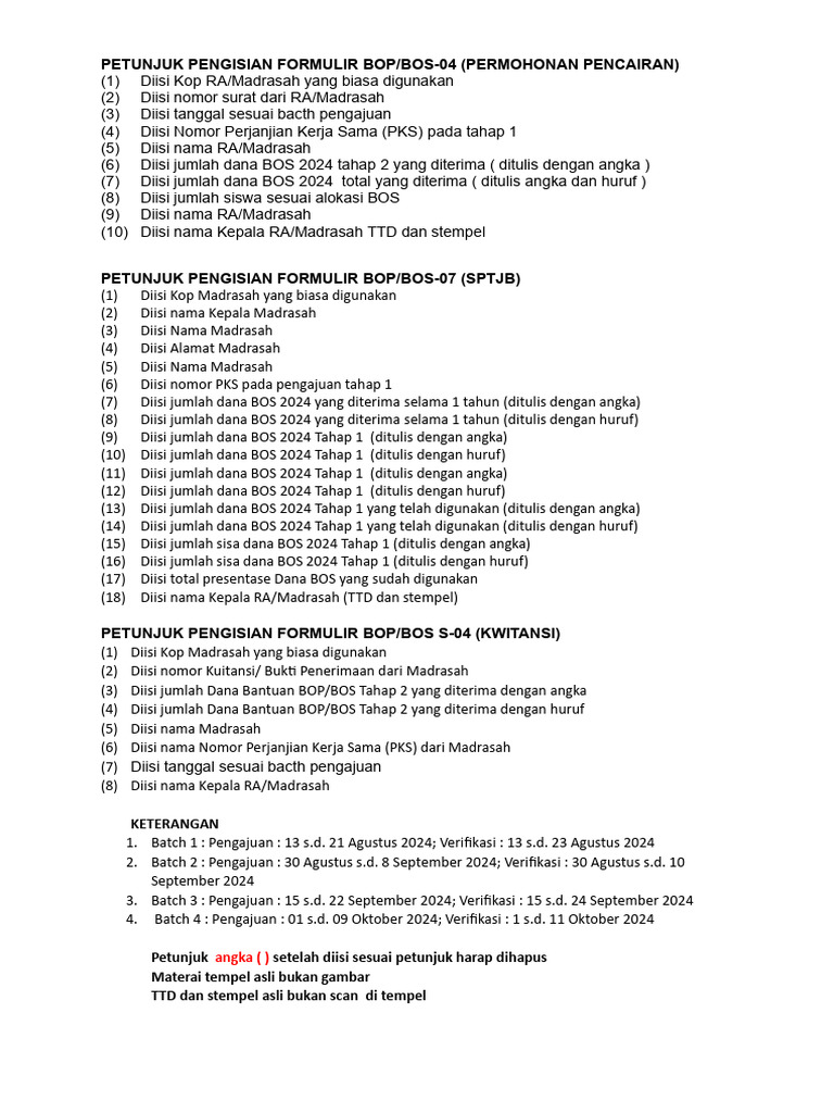 Petunjuk Pengisian Formulir Ajuan Bos Tahap 2 Pdf