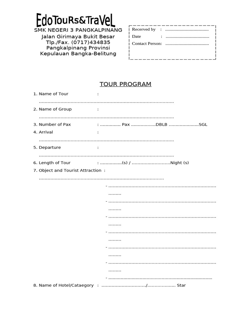 Format Tour Planning New Copy 1 Pdf