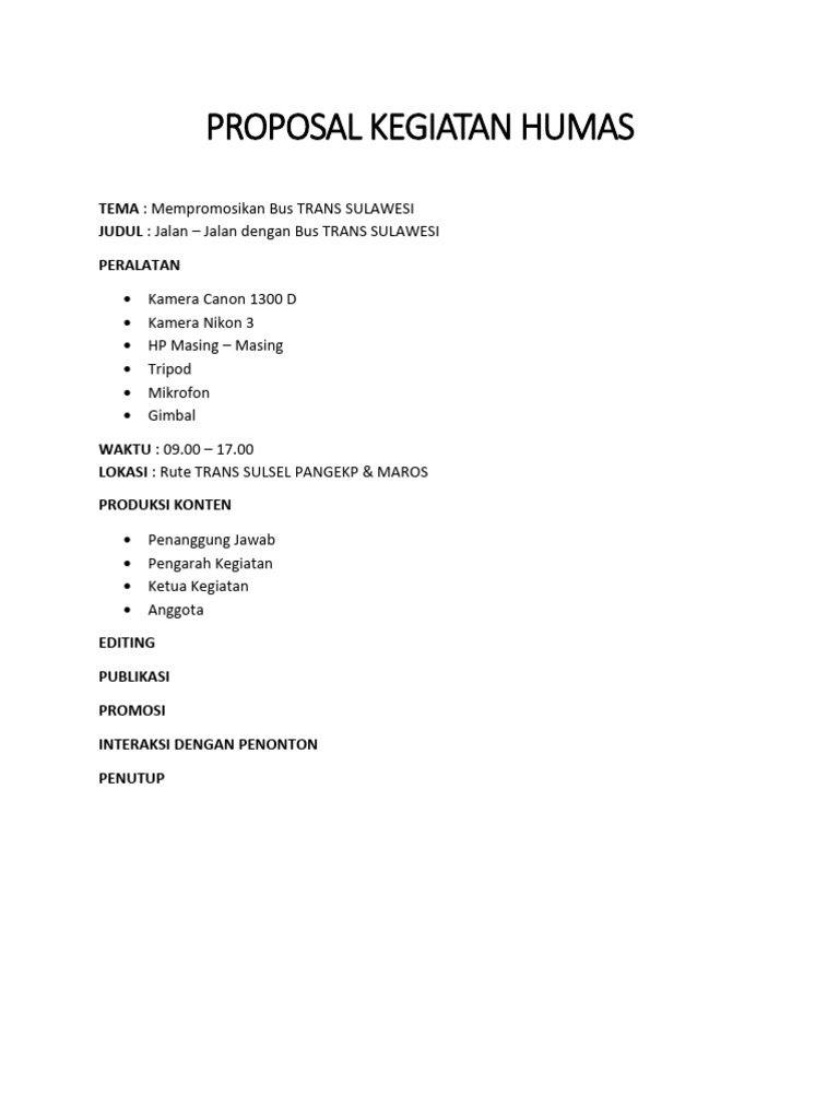 Proposal Kegiatan Humas | PDF
