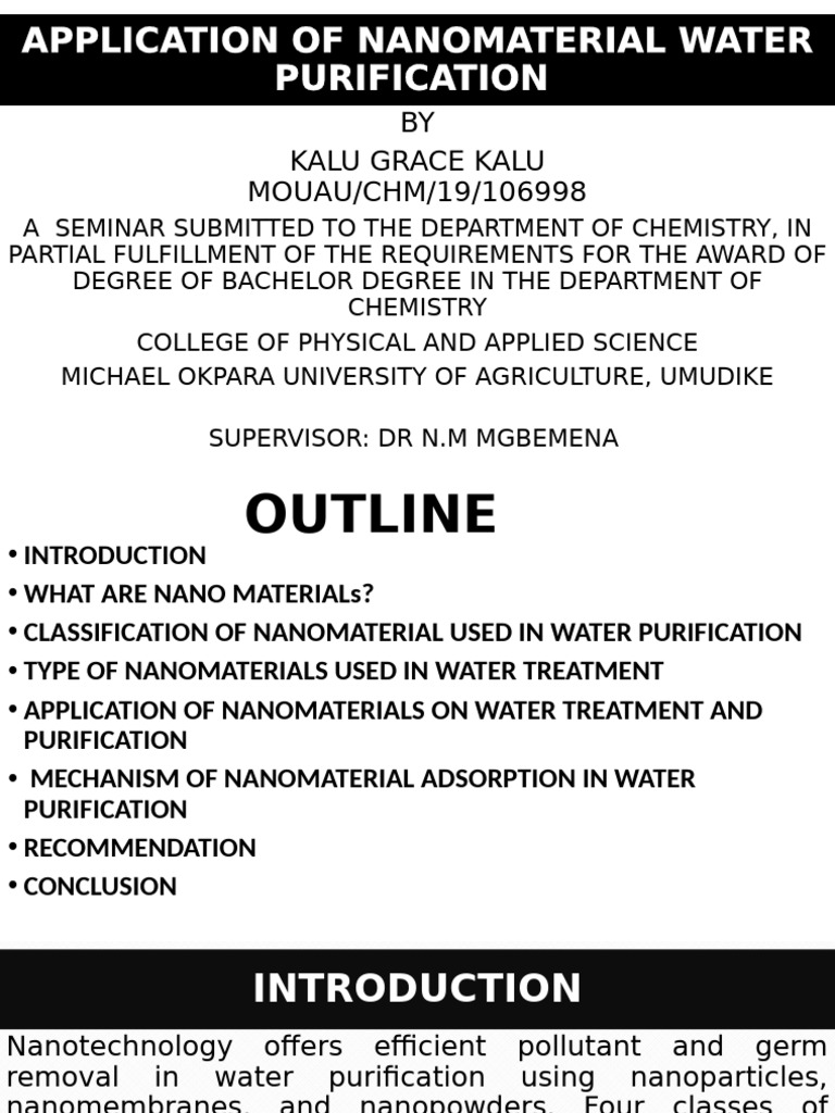 Application of Nanomaterial Water Purification | PDF | Nanomaterials ...