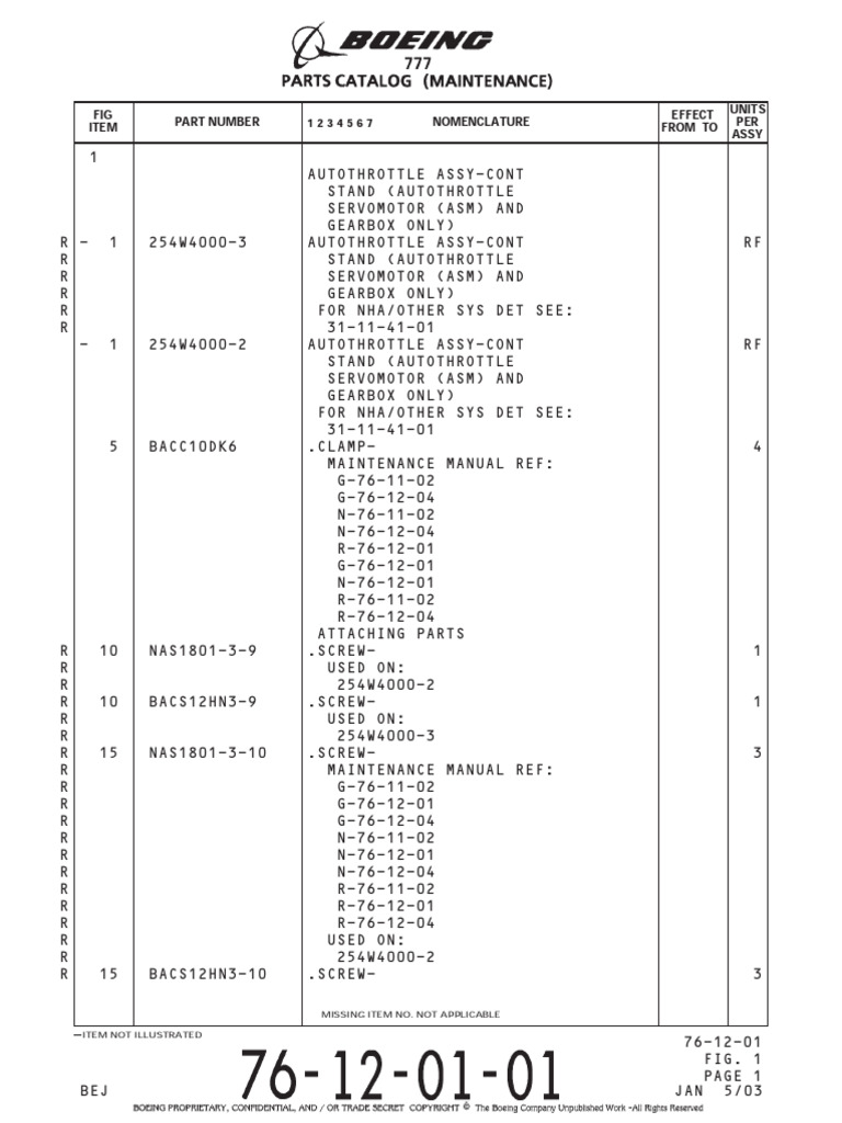 Item 2 Nomenclature Part Number Effect Units PER From To 1 Assy 3 4 5 6 ...