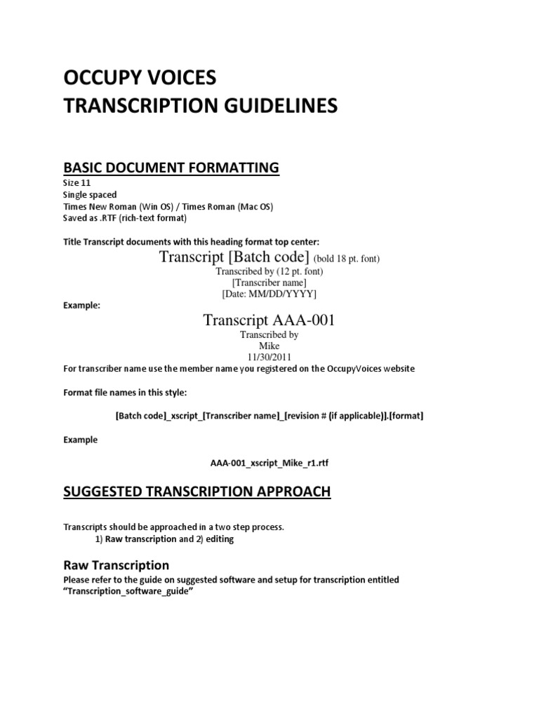 Occupy Voices - Transcription Guidelines | PDF | Ellipsis | Human ...
