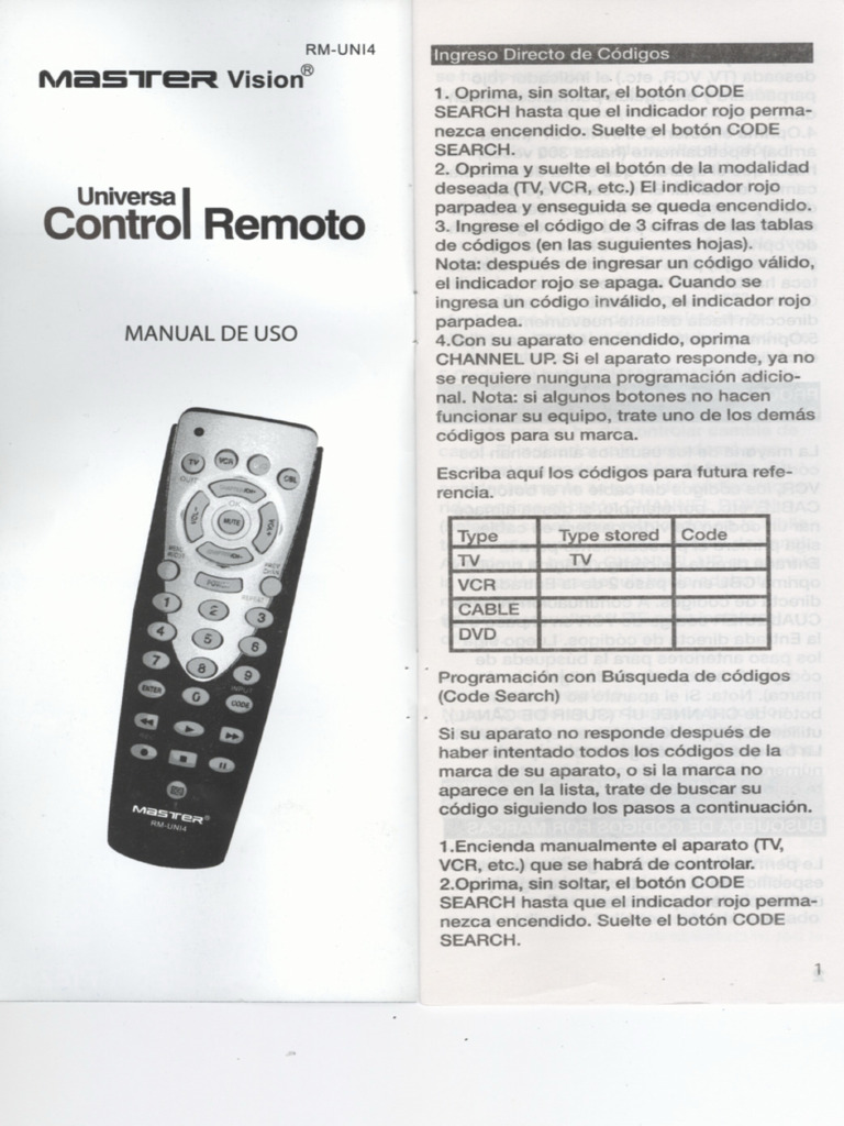 Manual Master RM UNI4 | PDF