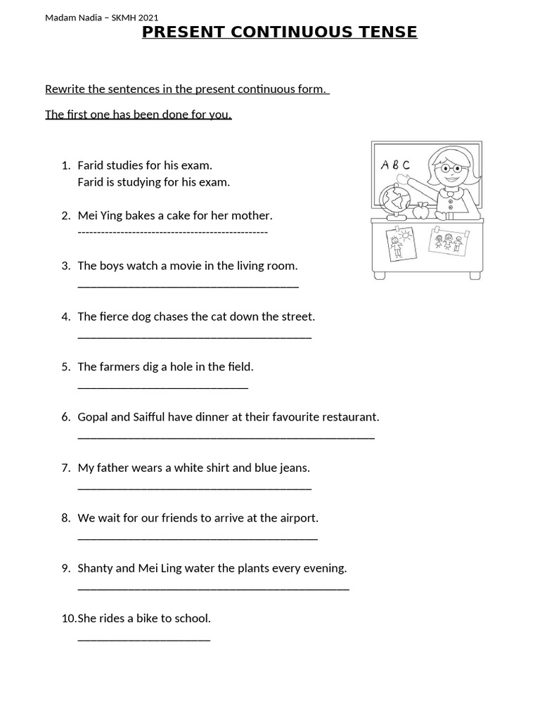 PRESENT CONTINUOUS TENSE - Worksheet | PDF