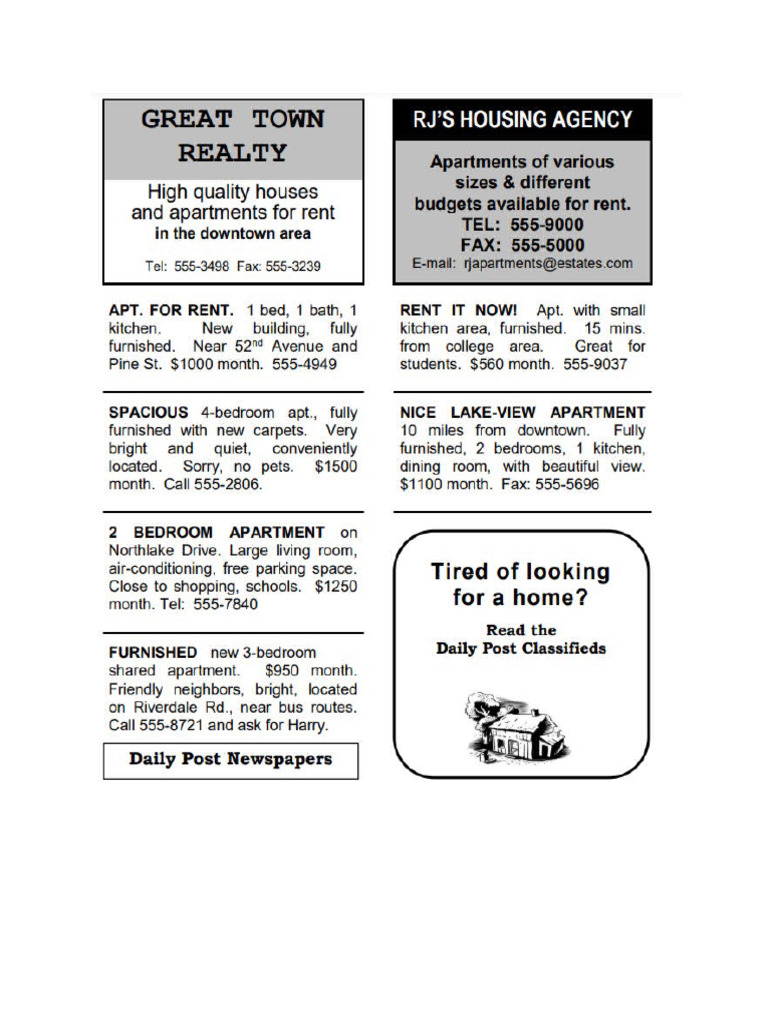 Ad For Renting Houses B | PDF