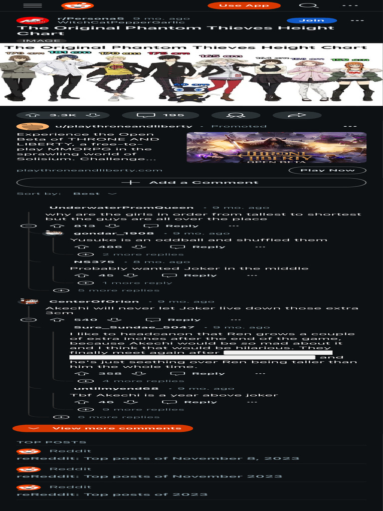 Phantom Thieves Height Chart | PDF