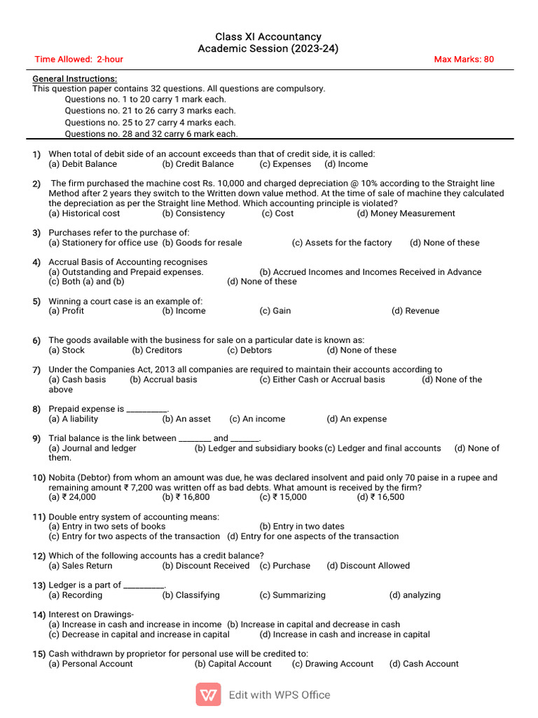 Class XI Accountancy | PDF