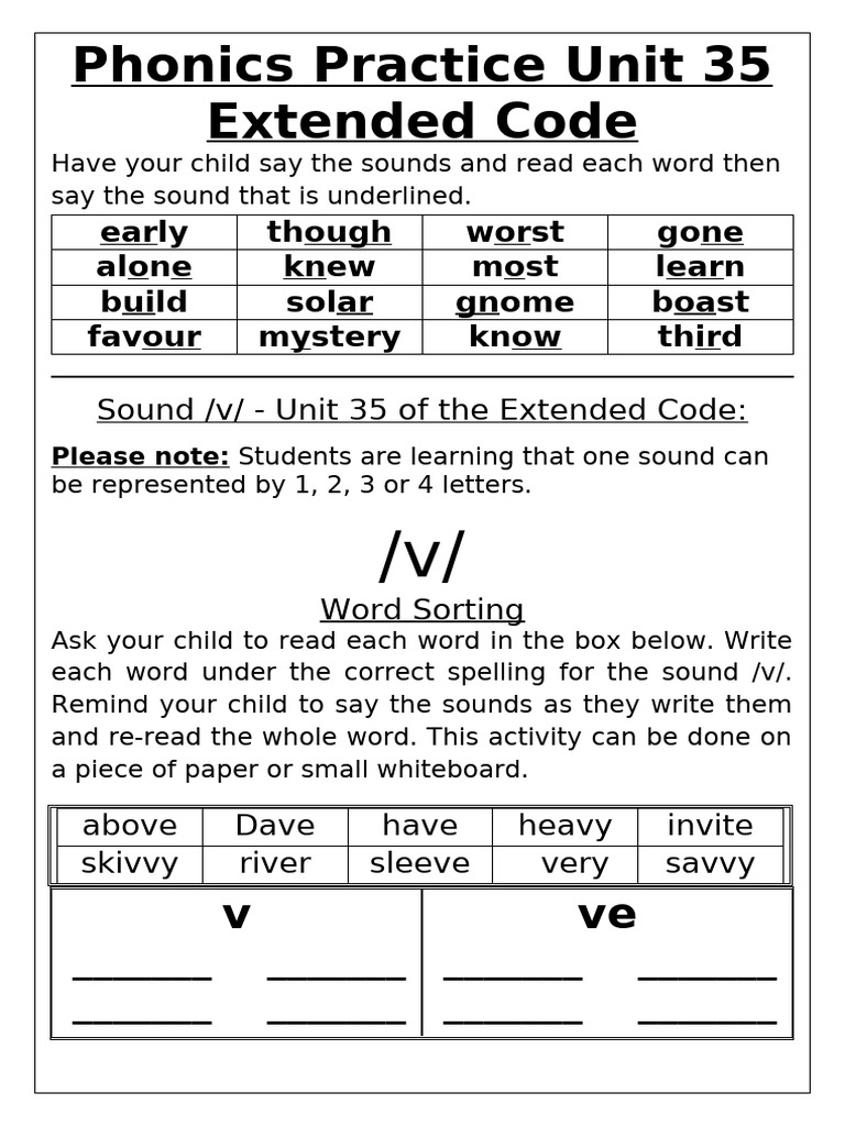 Extended Code Phonics Practice - Unit 35 | PDF