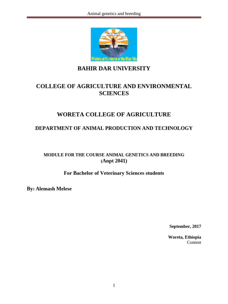 Animal Genetics & Breeding Module | PDF | Meiosis | Wellness