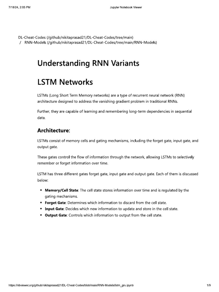 Nikita Prasad - LSTM and GRU Basics | PDF