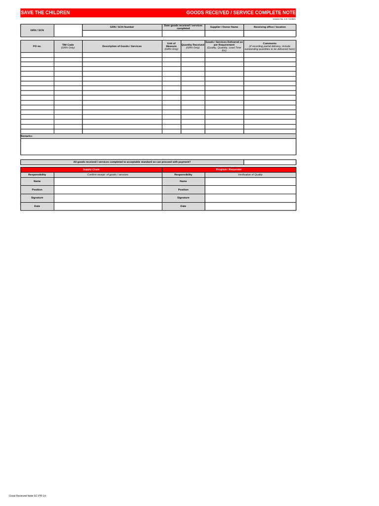 Goods Received Note Template | PDF | Litre | Quantity