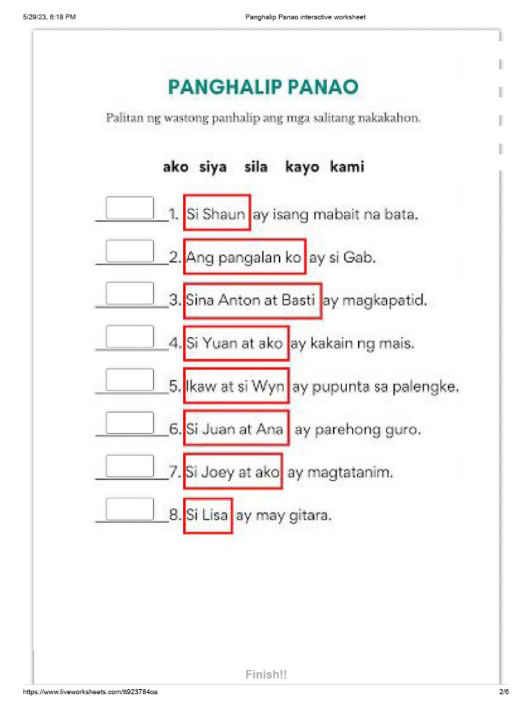 Panghalip Panao Interactive Worksheet | PDF