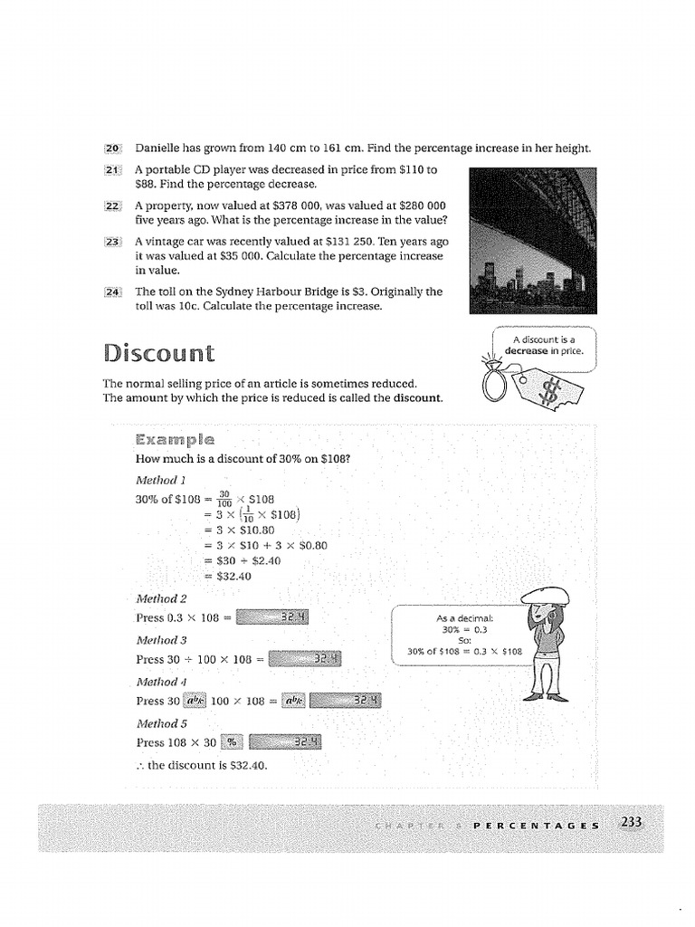 Exercise 6F Discount, Page 233-236, Year 8 Connections Mathematics | PDF