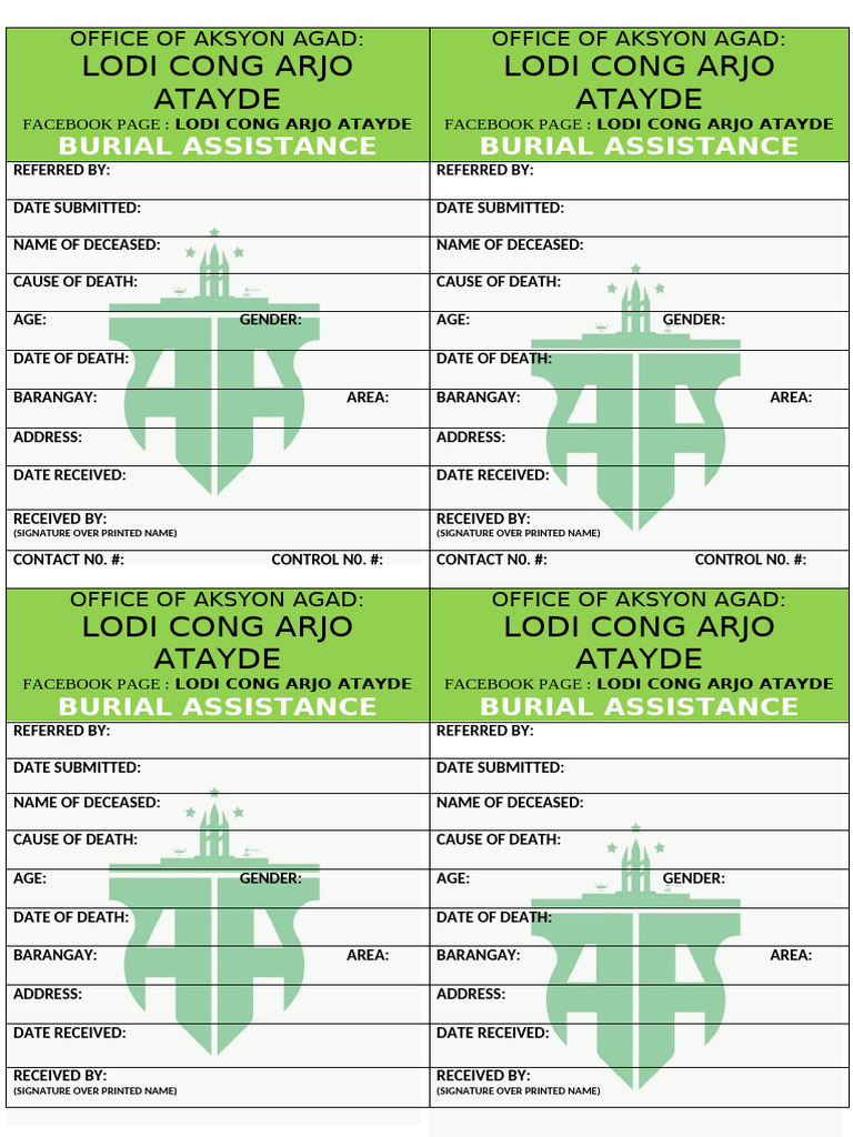 Burial Form 2022 | PDF