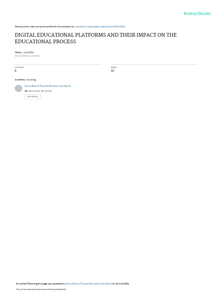 Digital Educational Platforms And Their Impact On The Educational
