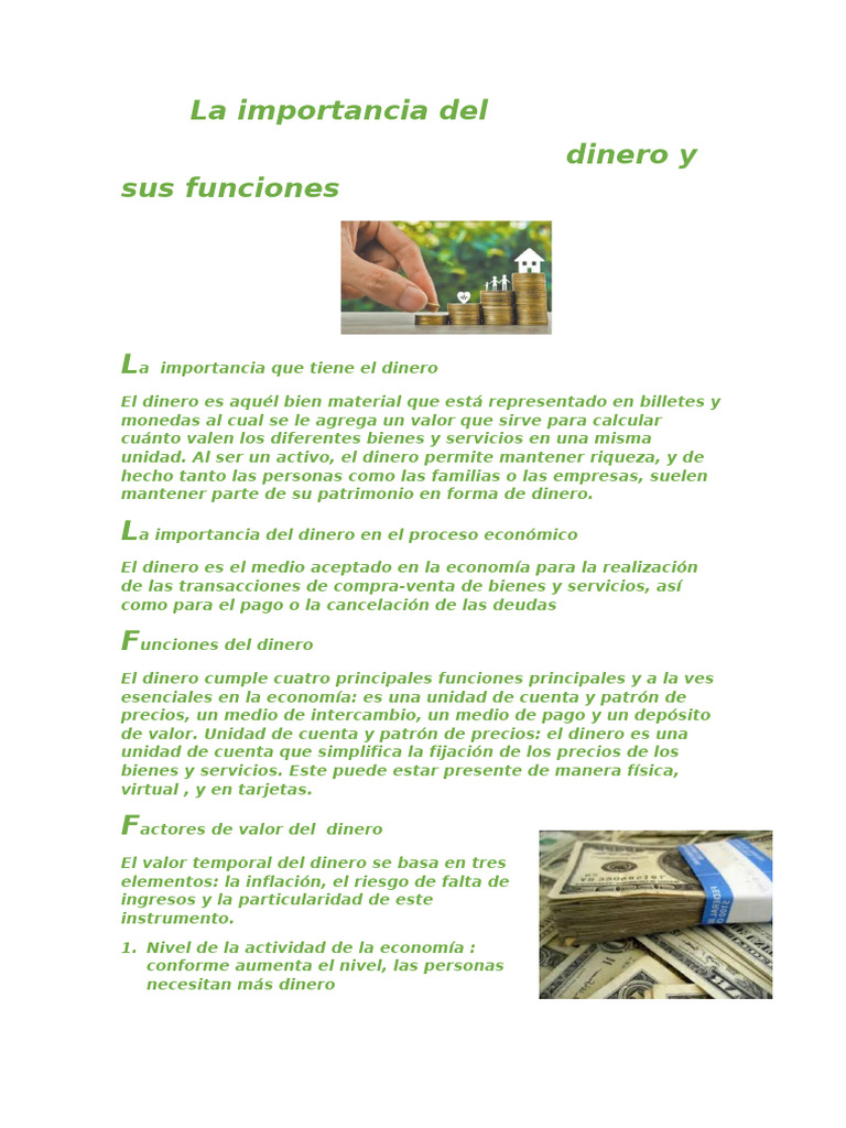 El Dinero y Sus Funciones | PDF