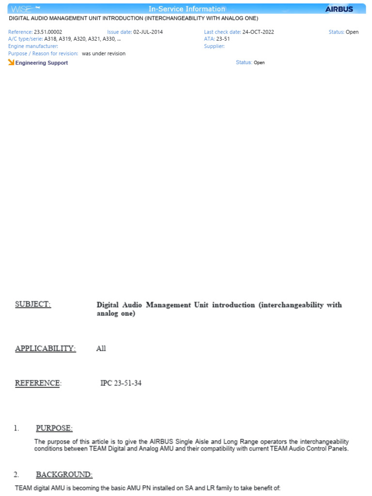 Digital Audio Management Unit Introduction Amu (Interchangeability With ...