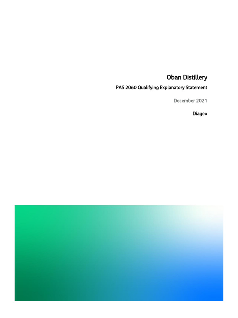 Diageo Pas 2060 Qualification Statement Oban Final | PDF