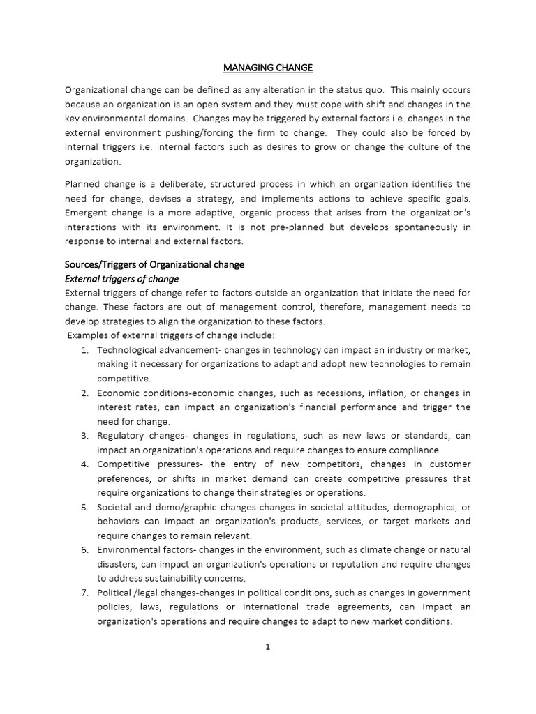 Managing Change | PDF