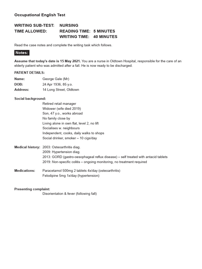 Oet Writing Sample 5 | PDF