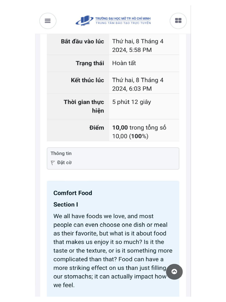 Reading &writing 1 - Reading and Vocabulary Quiz 2 | PDF