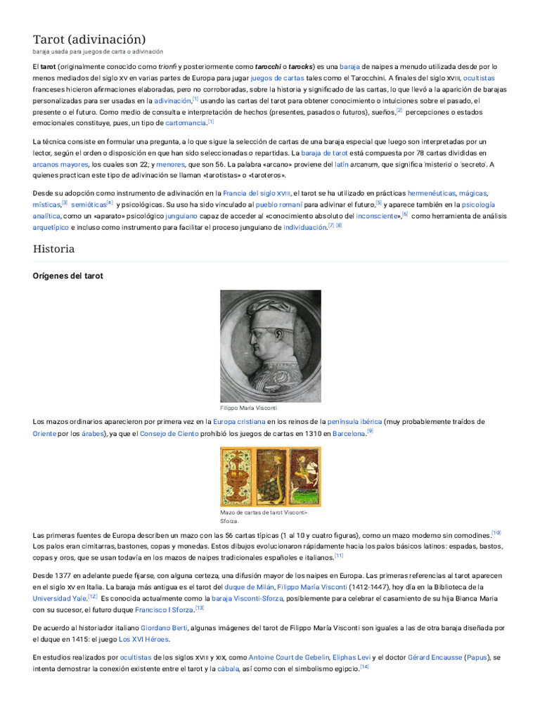 Historia Del Tarot | PDF | Tarot | Jugando a las cartas