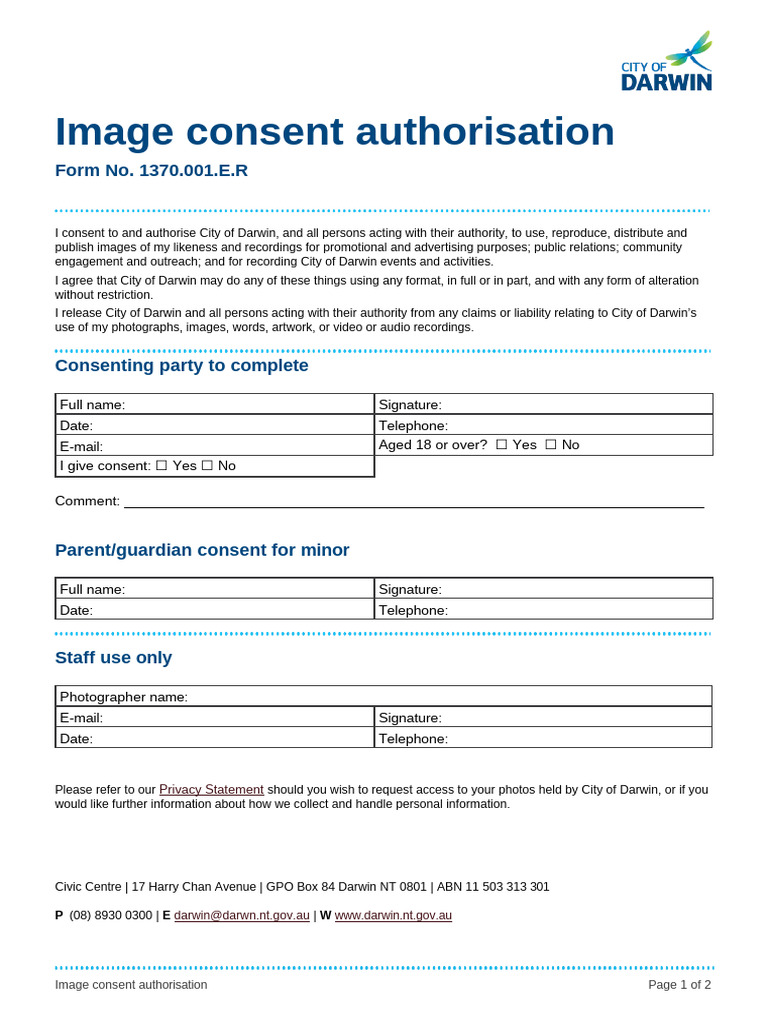1370 - 001 - E - R Image Consent Authorisation | PDF