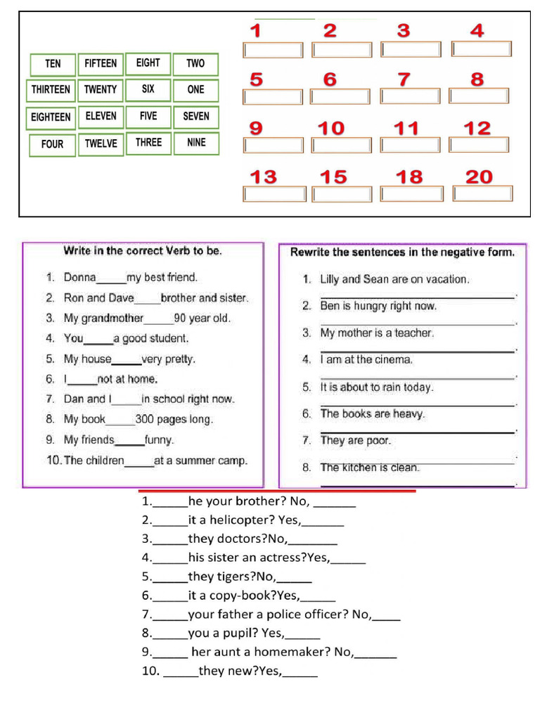 Repaso de Verb To Be y Possessive Adjectives | PDF